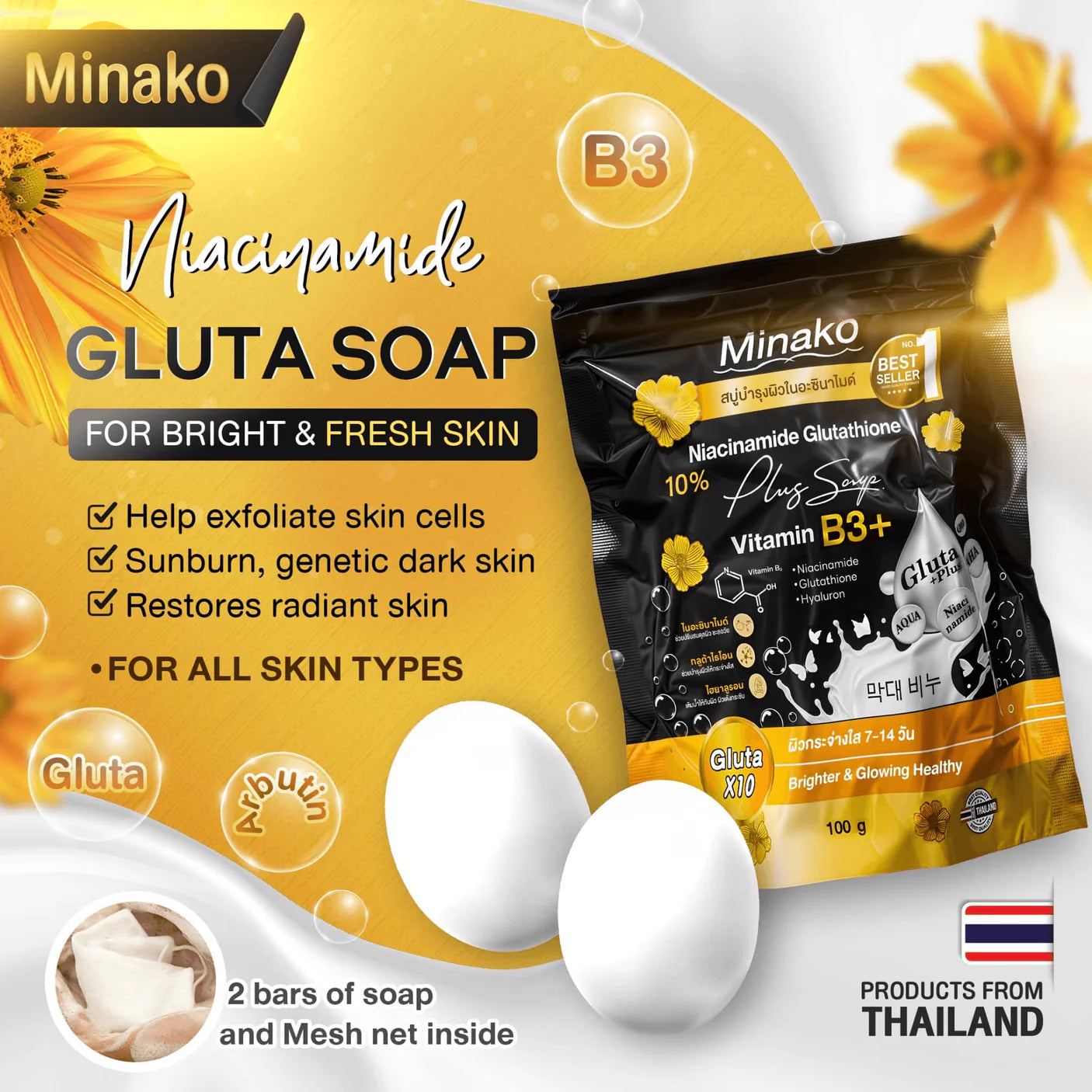 Minako Niacinamide Glutathione Plus Soap - 100g