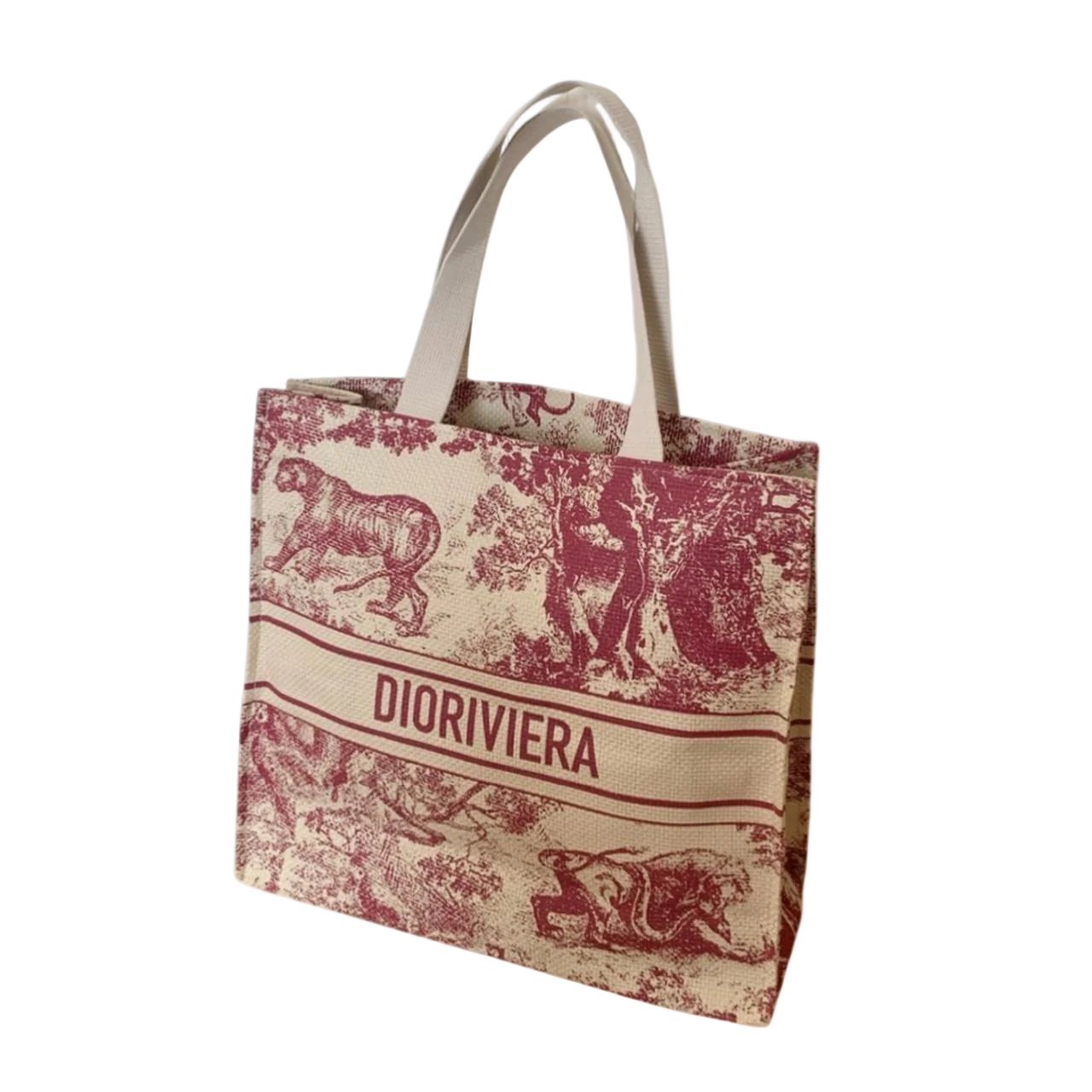 Dior Christian Dior Dioriviera Straw Tote Bag - Red