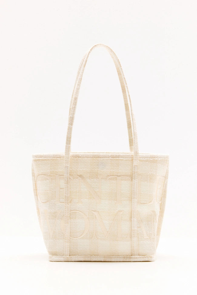 Gingham Soiree Hauler Bag : Cream