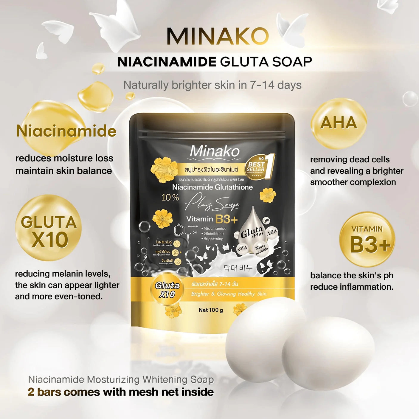 Minako Niacinamide Glutathione Plus Soap - 100g