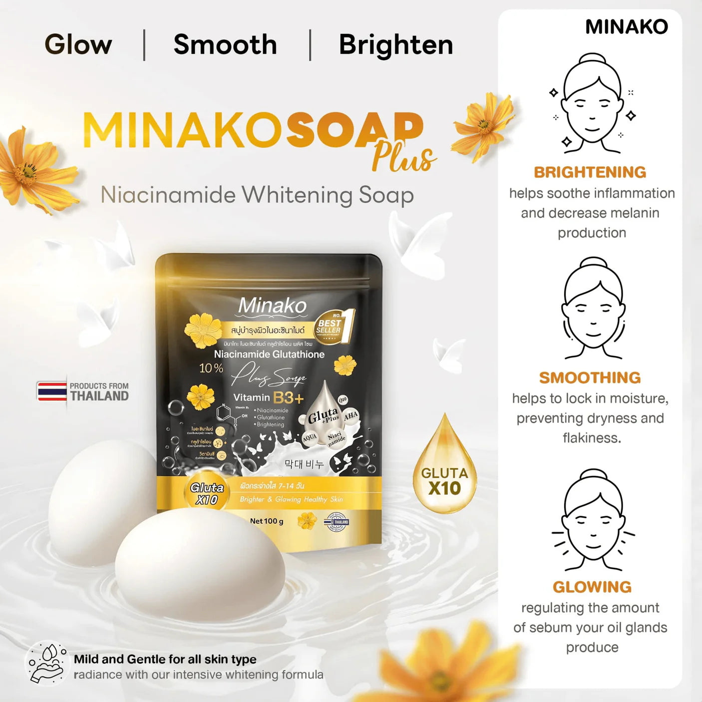 Minako Niacinamide Glutathione Plus Soap - 100g