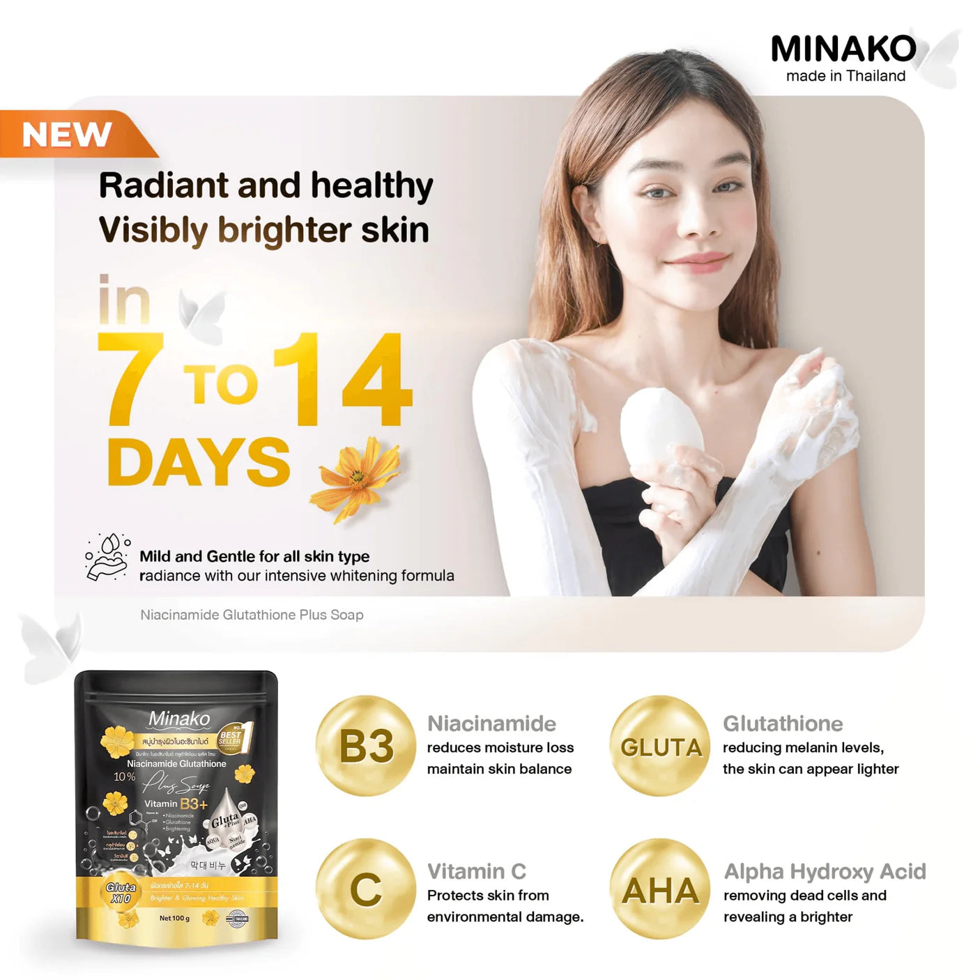Minako Niacinamide Glutathione Plus Soap - 100g