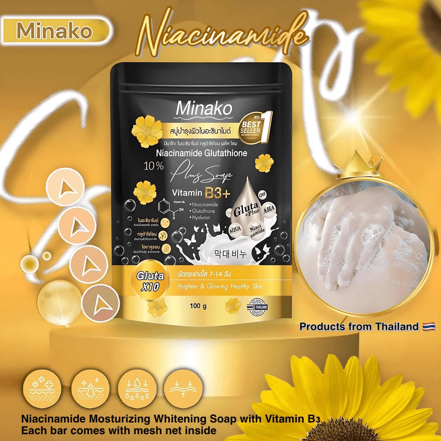 Minako Niacinamide Glutathione Plus Soap - 100g