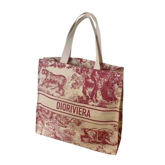 Dior Christian Dior Dioriviera Straw Tote Bag - Red